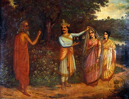Sakuntala leaving for her husband king Dushyanta's palace