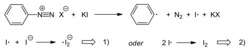 Start of the chain reaction with potassium iodide