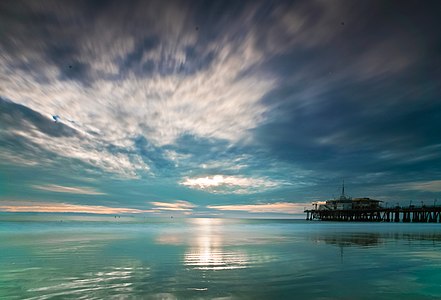 Santa Monica pier, dusk.