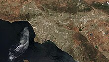 Despite its reputation for urban sprawl and car culture, Los Angeles is the densest major built-up urban area in the United States. Satellite Image of Los Angeles from Sentinel-2 2021-08-03.jpg