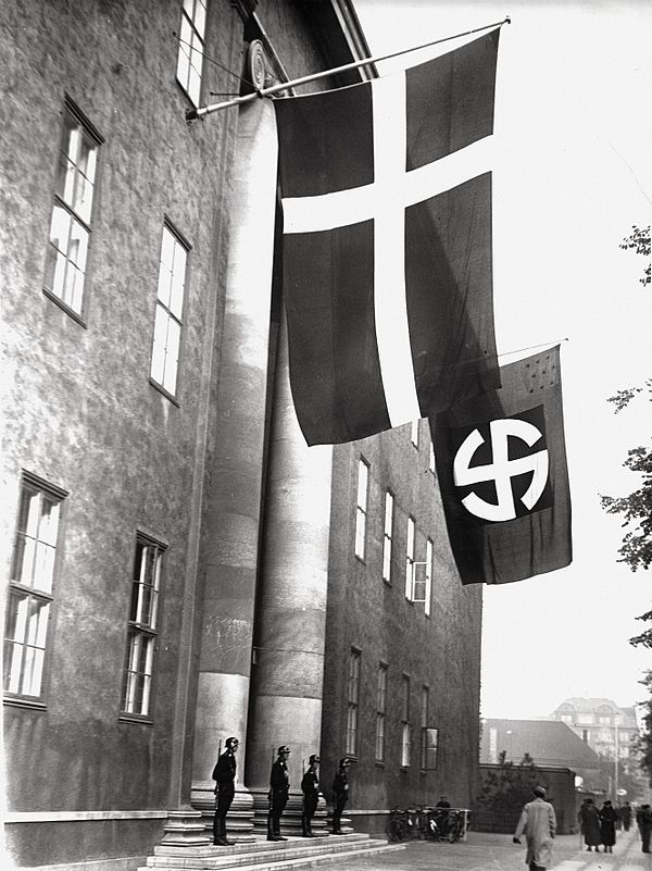 Headquarters of the Schalburg Corps, a Danish SS unit, after 1943. The occupied building is the lodge of the Danish Order of Freemasons located on Ble