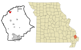 Scott County Missouri Incorporated and Unincorporated areas Chaffee Highlighted.svg