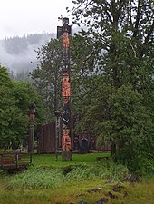 Totem poles at the Shakes house