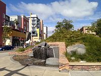 The Emeryville Shellmound Memorial at the Bay Street Shopping Center Shellmound Emeryville 2015.jpg