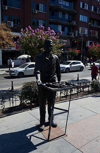 Statue of simit seller in Çorlu, Tekirdağ, Turkey.