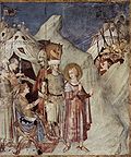 St Martin leaves the life of chivalry and renounces the army (fresco by Simone Martini) Simone Martini 028.jpg