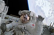 Soichi Noguchi melakukan EVA di misi STS-114