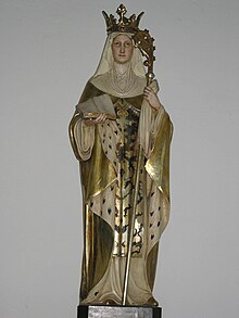 Statue of St Etheldreda as Abbess Statue of St. Etheldreda in the RC church in Ely, Cambridgeshire, UK.JPG