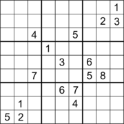 A Sudoku puzzle with 26 givens.