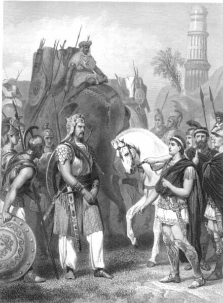 Surrender of Porus to Alexander, 1865 engraving by Alonzo Chappel.