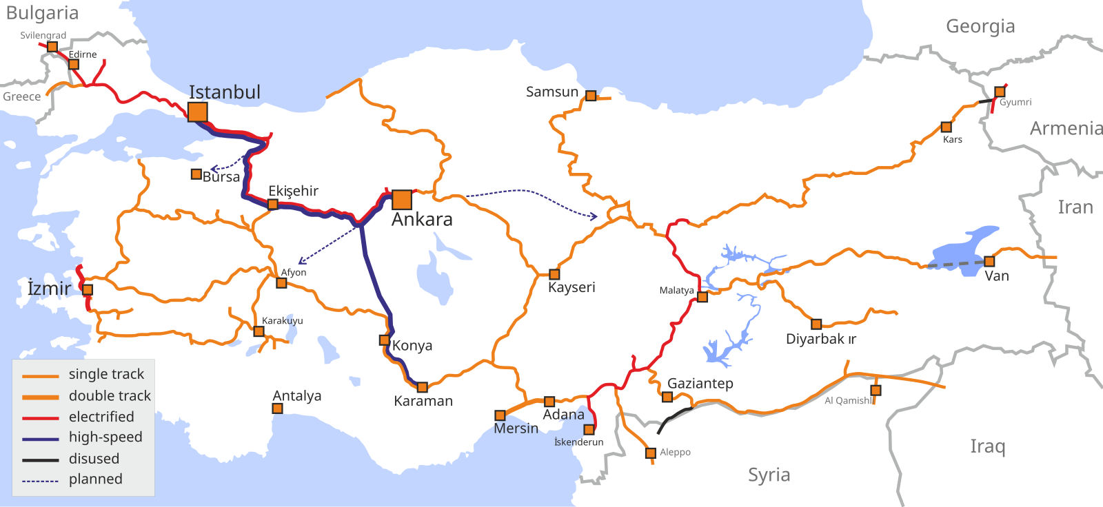 Карта жд дорог турции