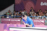 Deutsch: Tischtennis bei den Olympischen Jugendspielen 2018; Tag 9, 15. Oktober 2018; Mixed, Finale, Mixed-Doppel – Miu Hirano (JPN) gegen Sun Yingsha (CHN) 2:3 English: Table tennis at the 2018 Summer Youth Olympics at 15 October 2018 – Mixed Final, Mixed-Double – Miu Hirano (JPN) Vs Sun Yingsha (CHN) 2:3