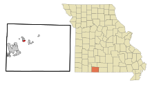 Taney County Missouri Incorporated and Unincorporated areas Rockaway Beach Highlighted.svg