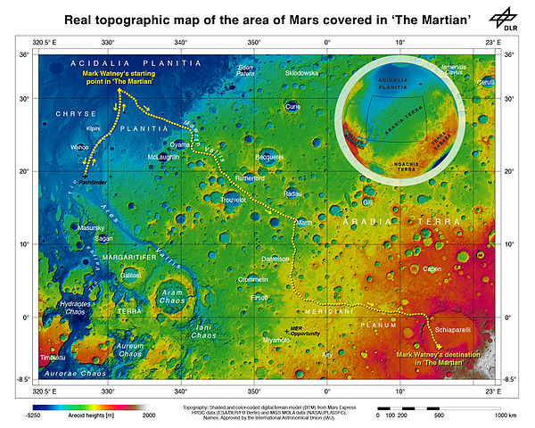 Mark Watney's route on Mars.