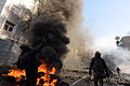 Tires on fire used as a barricade line. Clashes in Kyiv, Ukraine. Events of February 18, 2014-2