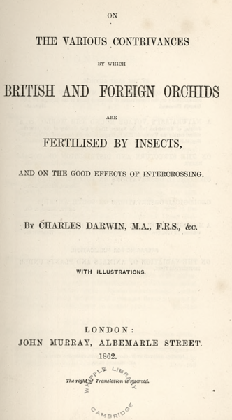 File:Title Page of Darwin’s Fertilisation of Orchids (First Edition, 1862).tif