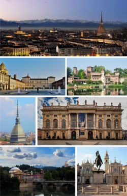 A Mole Antonelliana, a Gran Madre templom, a Piazza Vittorio Veneto, a Piazza Castello és a Palazzo Carignano