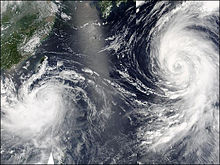 Typhoons Mindulle and Tingting on June 30, 2004 Typhoon mindulle and tingting 2004 june 30.jpg