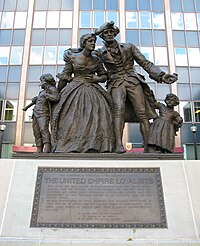 United Empire Loyalist statue and plaque in Hamilton, Ontario.jpg