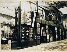 Victoria's stand at the Paris Exhibition Universal of 1867, showing bales of wool Victorian stand in 1867.jpg