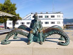 Jules Verne et la pieuvre de Vingt mille lieues sous les mers, à Vigo (Espagne)