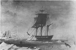 Ŝalupo USS Vincennes en la Antarkto, la ŝipo kiun Waldron velis enen dum la Wilkes Ekspedicio