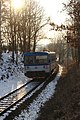 Čeština: Motorový vůz na trati č. 110 poblíž Klobuk a Vrbičan, okres Kladno English: A train near Klobuky and Vrbičany, track no. 110, Kladno District