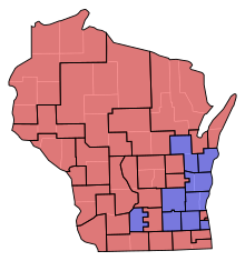 Senate partisan representation
Democratic: 9 seats
Republican: 24 seats WI Senate Partisan Map 1881.svg