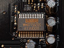 4-channel stereo multiplexed analog-to-digital converter Wolfson Microelectronics WM8775SEDS placed on X-Fi Fatal1ty Pro WM WM8775SEDS-AB.jpg