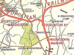 Map showing the location of Waddesdon Road station in 1903