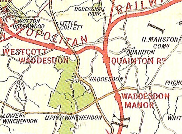 Map showing the location of Waddesdon Road station in 1903