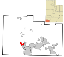 Washington County Utah opgenomen en niet opgenomen gebieden Ivins highlighted.svg