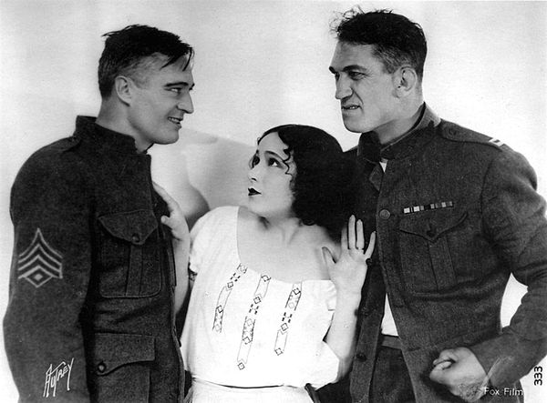 Edmund Lowe, Dolores del Río, and McLaglen in What Price Glory? (1926)