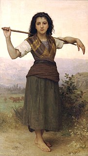 <i>The Shepherdess</i> Painting by William-Adolphe Bouguereau