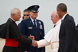 Wuerl and President Obama welcome Pope Francis to United States, 2015 WuerlFrancisVisitCut.jpg
