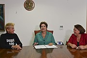 Xuxa, Dilma Rousseff (President of Brazil) and Ideli Salvatti (Chief Minister of the Secretariat for Human Rights of Brazil) (21 May 2014)