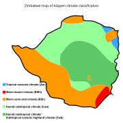 Zimbabwe map of Köppen climate classification