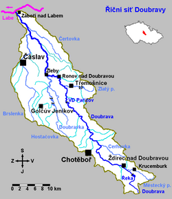 Povodí a říční síť řeky Doubravy