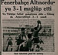 9 Eylül 1935 tarihli Zaman gazetesinde Fenerbahçe'nin 1935 yılı Türkiye Futbol Şampiyonluğu