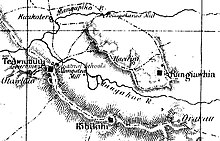 extract of Rangiaowhia area on 1864 military map showing Pekapekarau mill