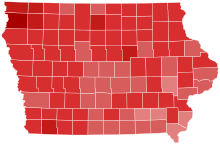 1992 Valg av USAs senat i Iowa resultater kart etter county.svg