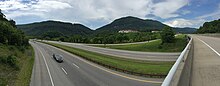 U.S. Route 25E near the Cumberland Gap 2017-06-12 15 41 00 Panorama of Cumberland Gap on the border of Kentucky and Virginia from the junction of U.S. Route 25E and U.S. Route 58 in the town of Cumberland Gap, Claiborne County, Tennessee.jpg