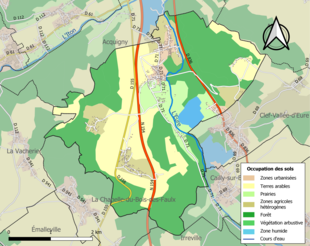 Kolorowa mapa przedstawiająca użytkowanie gruntów.