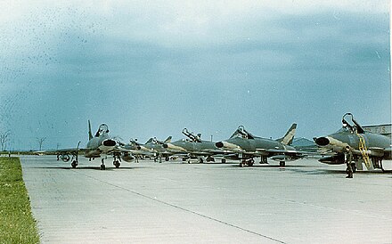 136th Tactical Fighter Squadron F-100s after their return from Tuy Hoa Air Base, now in camouflage paint, 1969 36th Tactical Fighter Squadron - F-100s.jpg