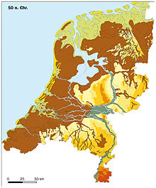 The region of the Netherlands c. 50 AD.