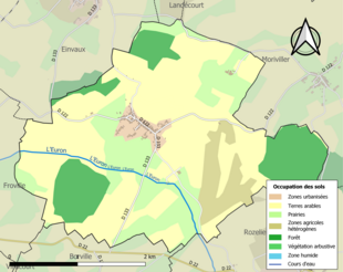 Barevná mapa znázorňující využití půdy.