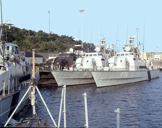 5th Patrol Boat Division moored at West Coast Military Command at Nya Varvet in Gothenburg in the summer of 1982.