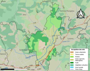 Kolorowa mapa przedstawiająca użytkowanie gruntów.