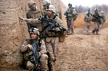 Marines from the 3rd Battalion, 6th Marine Regiment in Afghanistan during 2010 6th Marine Rgt. on patrol in Marja 2010-02-22.jpg