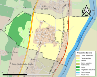 Barevná mapa znázorňující využití půdy.